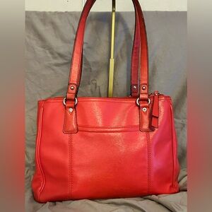 Tignanello Red Leather Shoulder Bag